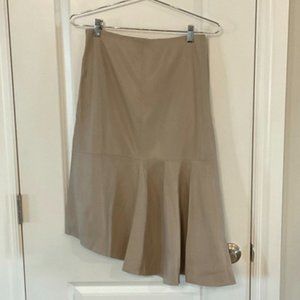 Asymmetrical Leather Pleated Skirt